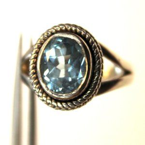 Aquamarine, 925 Sterling Silver Engagement Ring